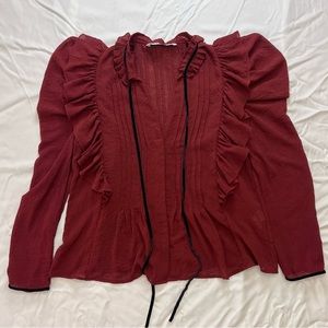 ZARA Rust Ruffled Blouse. XS